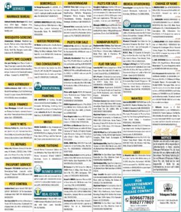telangana today classifieds