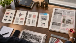Newspaper advertisement booking process from category and edition selection to final print approval